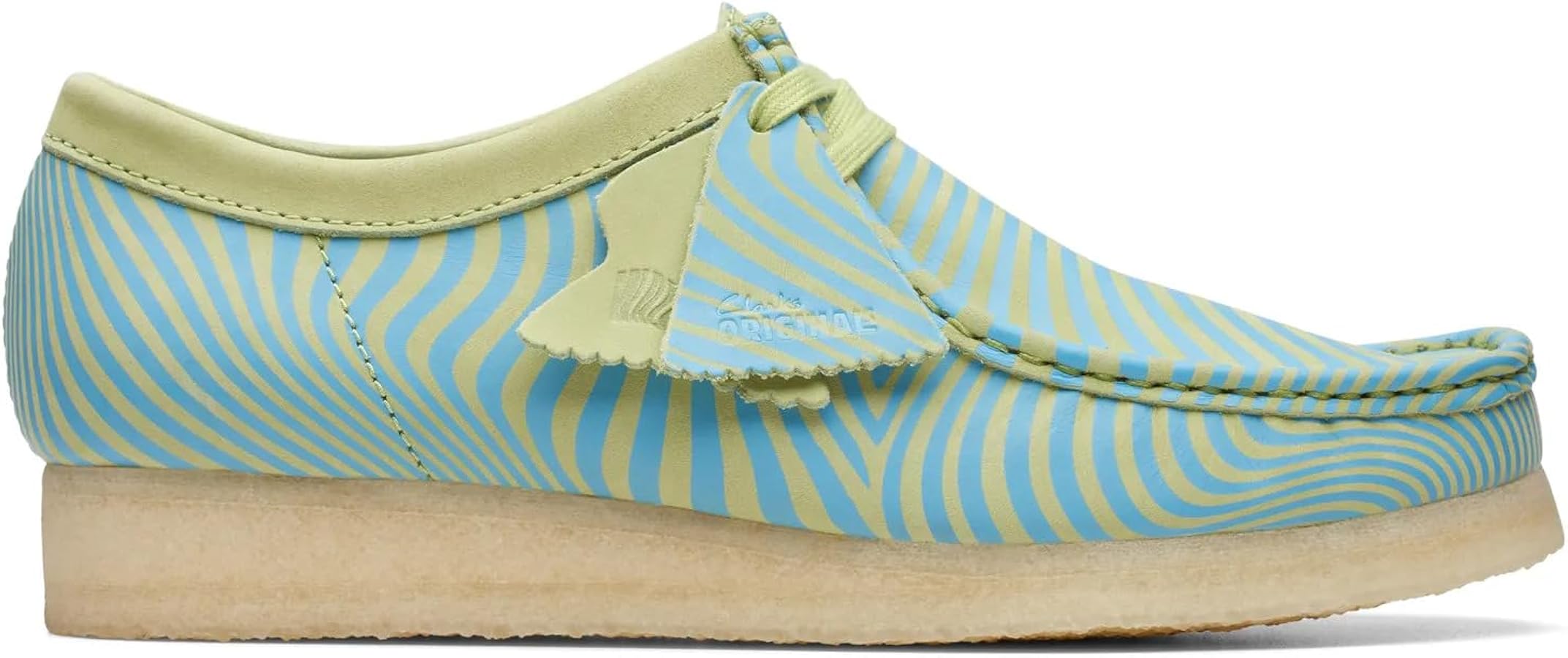 Amazon.com | Clarks Men's Wallabee Oxford, Blue/Lime Print Suede